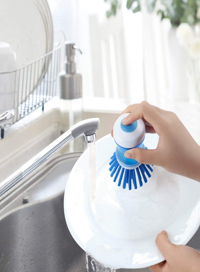 YeuDeuy Dish Brush with Soap Dispenser for Dishes Pot Pan Kitchen Sink Scrubbing, Blue 2pcs - Image 5