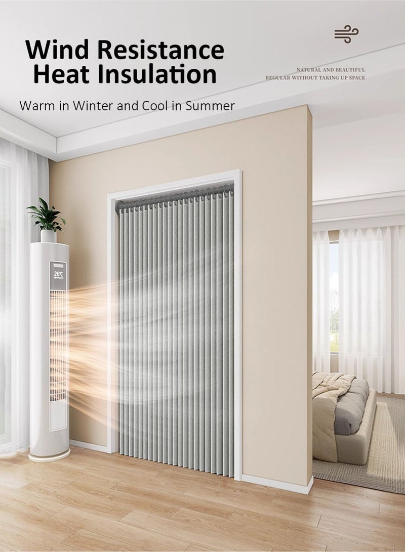 100*200cm Door Curtain With Telescopic Rod 1 Panel Waterproof Shower Curtain Windproof Light-Blocking Curtains Folding Door Bathroom Curtains Wardrobe Cover Cloth Room Divider Applicable Bedroom Room Living Room Doorway Grey - Image 3