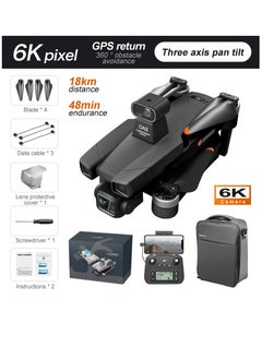 Generic AE86 Pro Dron with Laser Obstacle Avoidance GPS Return Optical Flow Brushless Three Axis Self-stabilizing Gimbal 45mins Flight Time RC Dron Foldable Quadcopter Toy (1 Battery)  - Image 1