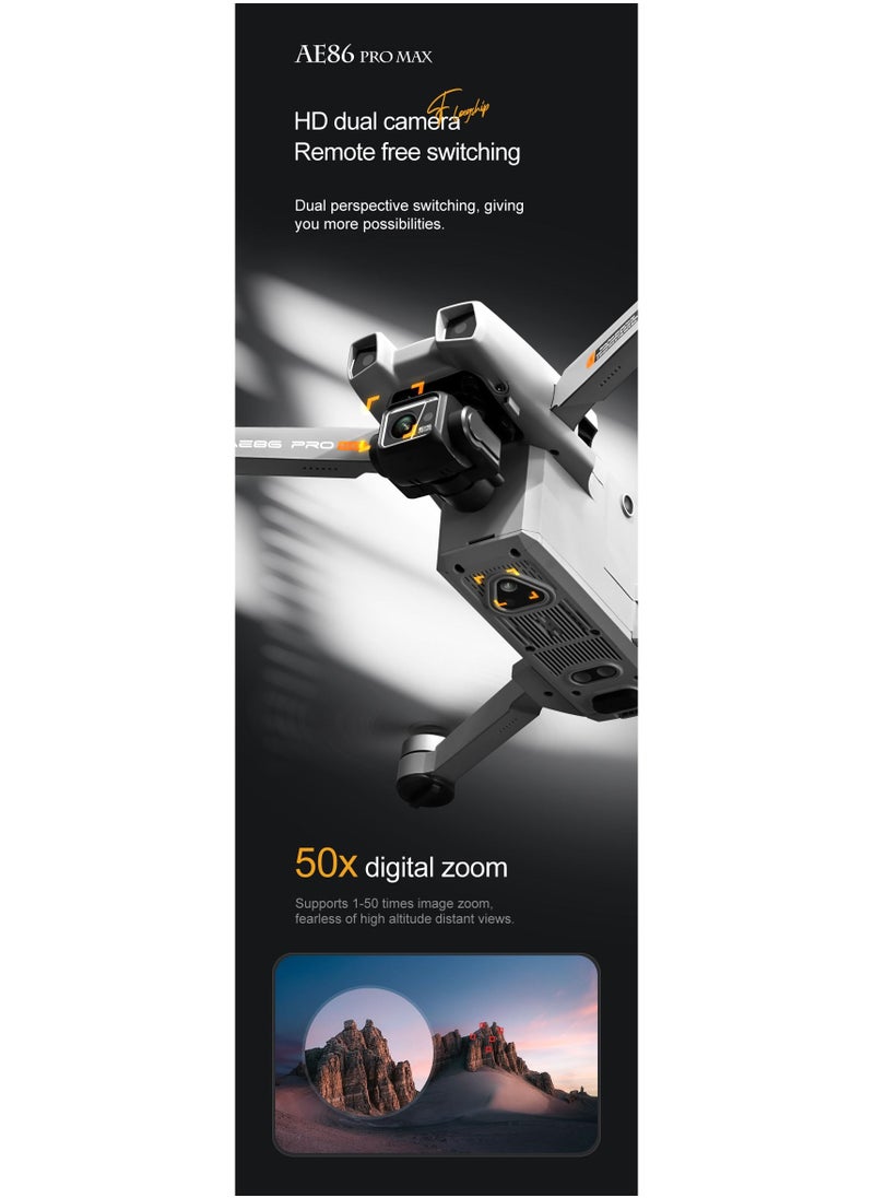 Generic - AE86 Pro Dron with Laser Obstacle Avoidance GPS Return Optical Flow Brushless Three Axis Self-stabilizing Gimbal 45mins Flight Time RC Dron Foldable Quadcopter Toy (1 Battery) - Image 1
