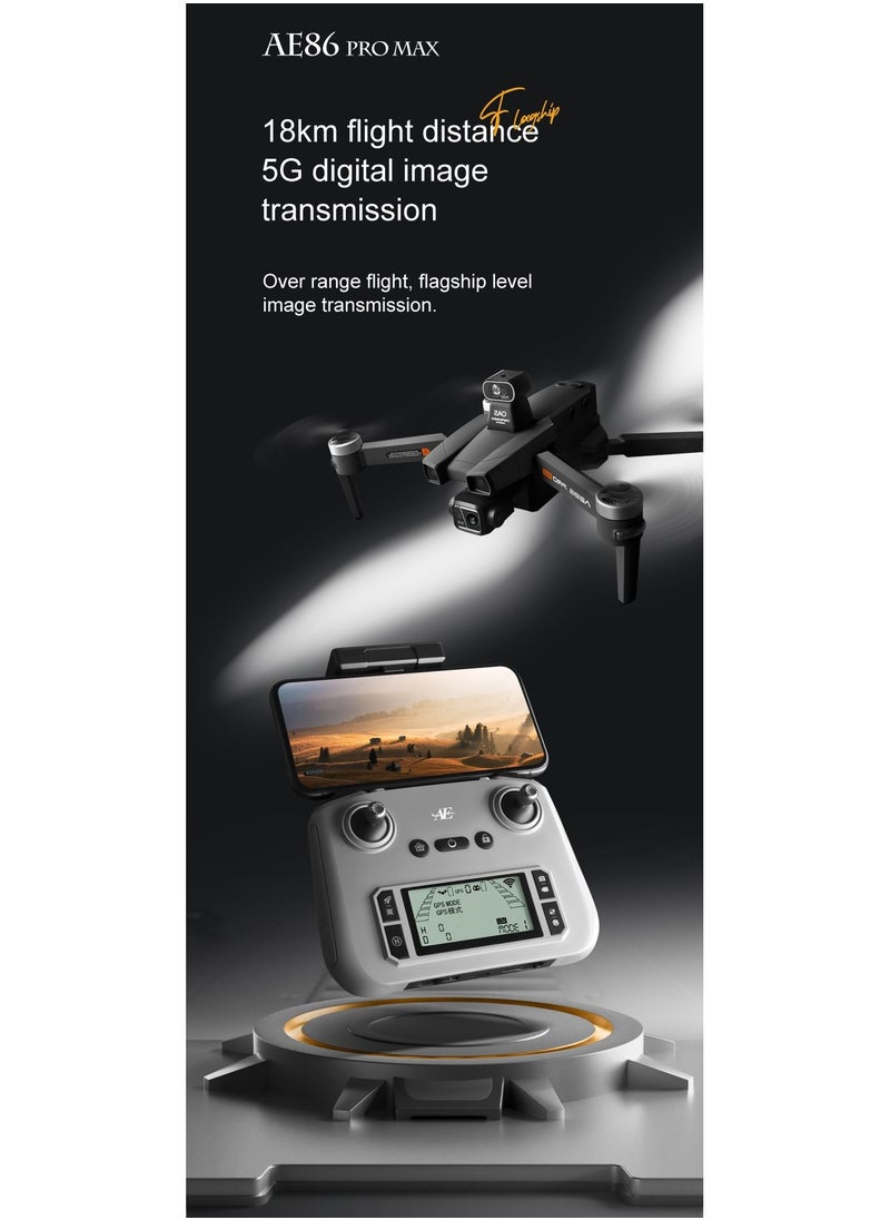Generic - AE86 Pro Dron with Laser Obstacle Avoidance GPS Return Optical Flow Brushless Three Axis Self-stabilizing Gimbal 45mins Flight Time RC Dron Foldable Quadcopter Toy (1 Battery) - Image 1