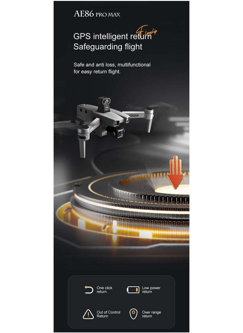 Generic - AE86 Pro Dron with Laser Obstacle Avoidance GPS Return Optical Flow Brushless Three Axis Self-stabilizing Gimbal 45mins Flight Time RC Dron Foldable Quadcopter Toy (1 Battery) - Image 1
