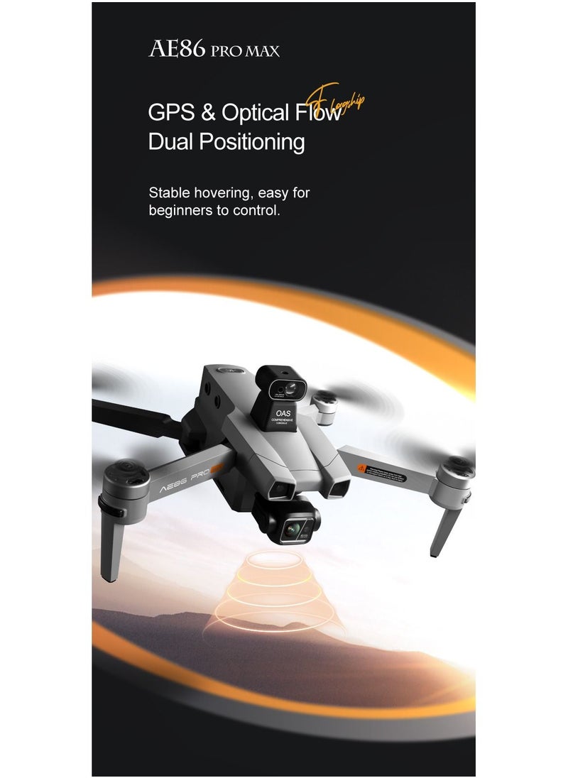 Generic - AE86 Pro Dron with Laser Obstacle Avoidance GPS Return Optical Flow Brushless Three Axis Self-stabilizing Gimbal 45mins Flight Time RC Dron Foldable Quadcopter Toy (1 Battery) - Image 1