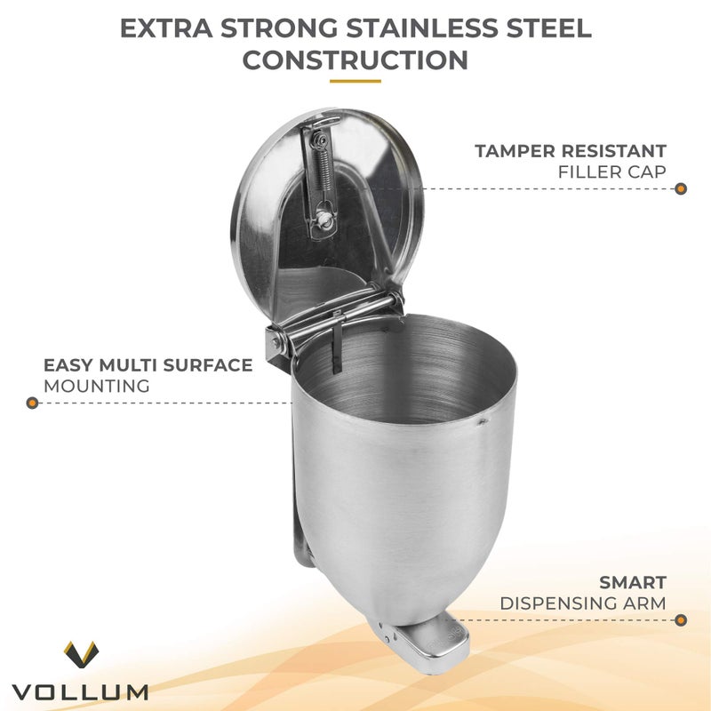 Vollum Powder-Soap Dispenser - 32 Ounce Stainless Steel Bathroom Soap Dispenser with Large Filler Cap - Strong Wall Mounted Pump Kitchen Soap Dispenser - Farmhouse Kitchen Decor Dish Soap Dispensers - Image 3