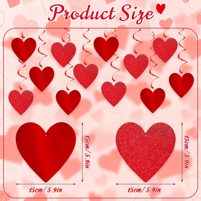 Pedel Glitter Red Hanging Heart Swirls Decorations  40Pcs Valentine'S Day Love Heart Streamers Ceiling Hanging Swirls For Romantic Galentines Anniversary Party Supplies - Image 4