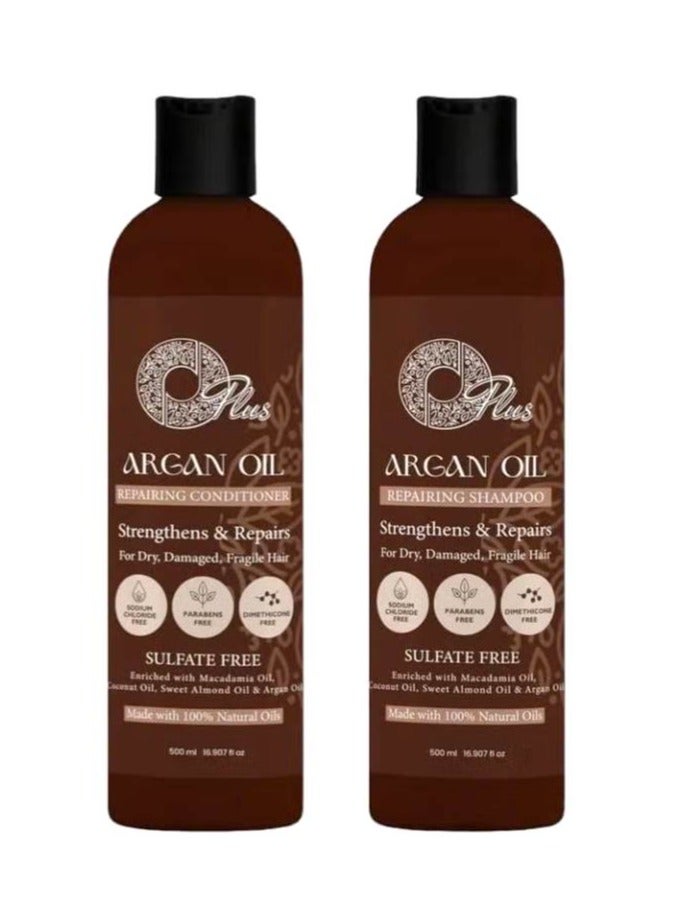 Oplus Argan Oil Set To Strengthen And Repair Dry And Damaged Hair Shampoo 500 Ml Conditioner 500 Ml - Image 1
