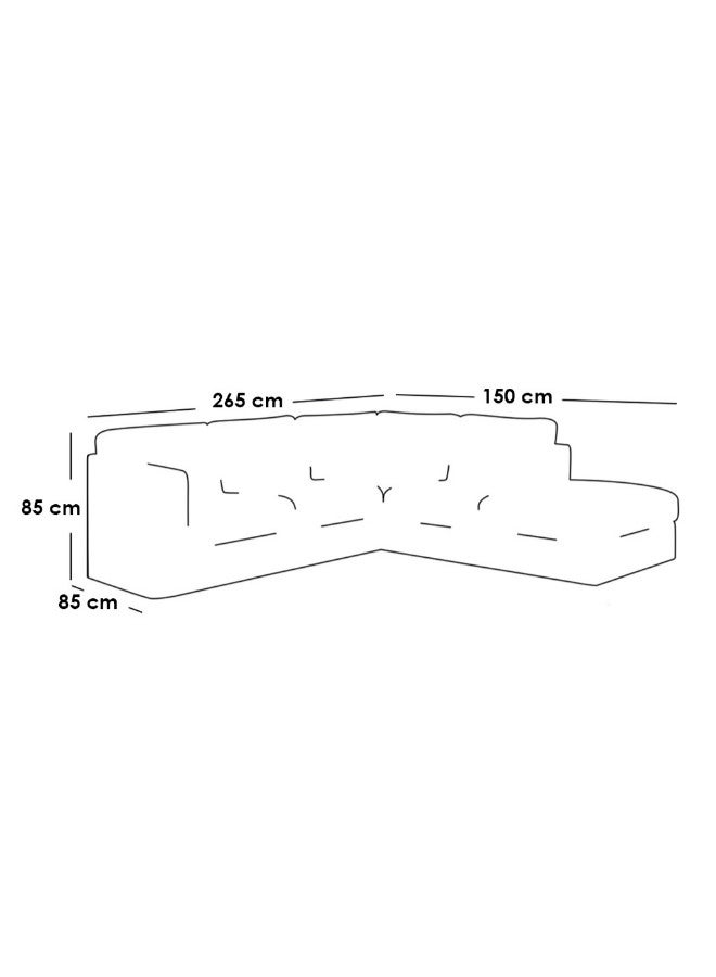 Al Home 4 Seater L-shape Sofa 265x150x85x85 Cm - Beige - Image 2