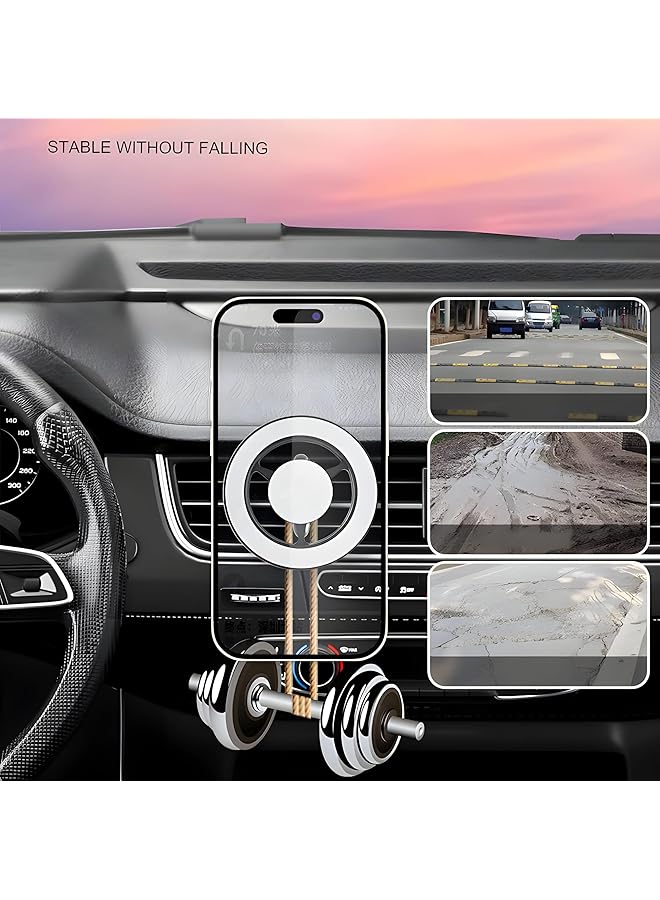 إيروريكس حامل هاتف مغناطيسي للسيارة حلقات دائرية للهاتف المحمول على لوحة القيادة للسيارة آمن على لوحة القيادة متوافق مع Iphone 14 15 16 Pro Max Pro Plus Tesla Bendable Alloy All Dash Panel Windshield White - Image 2