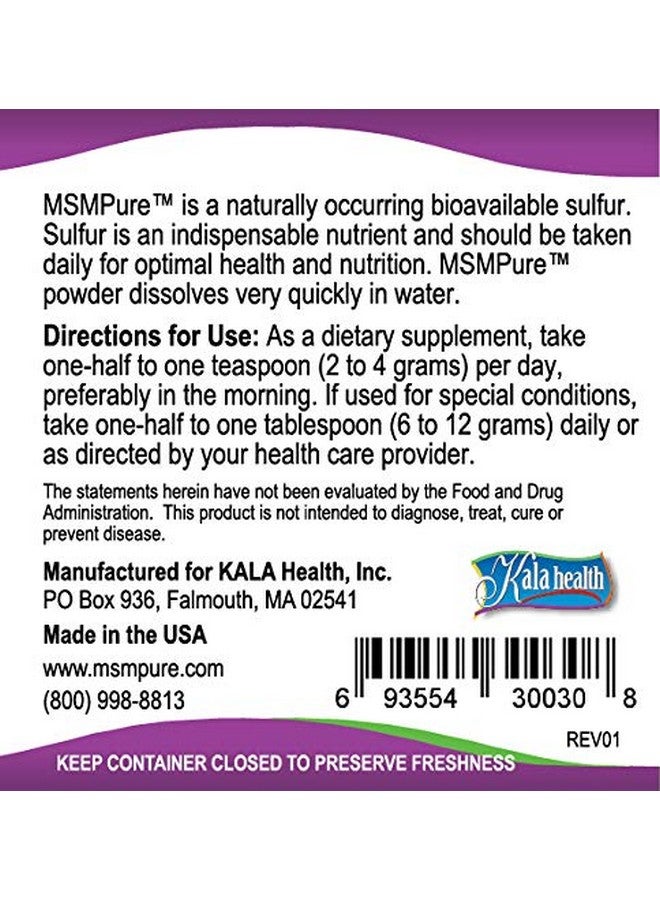 KALA HEALTH MSMPure Coarse MSM Powder Flakes - US-Sourced MSM for Joint Health, Skin Appearance, and Hair & Nail Support - 8.8 oz, Organic Sulfur - Image 2
