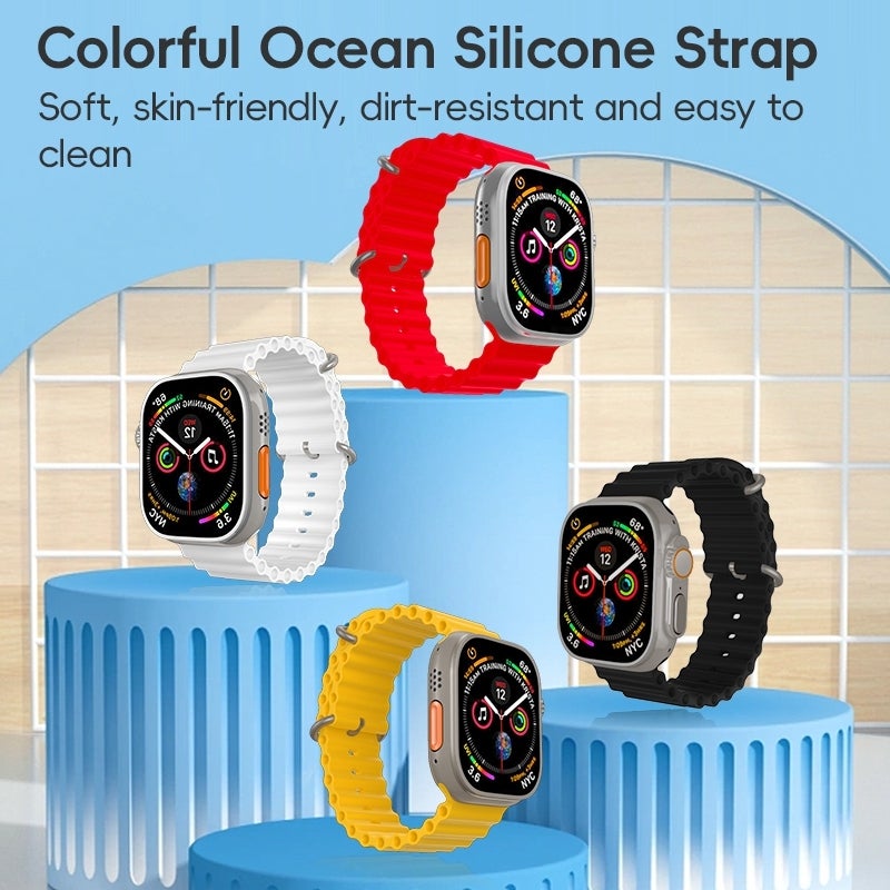 erorex For Apple Watch Ultra 49Mm Ocean Silicone Watch Band(Red) - Image 3