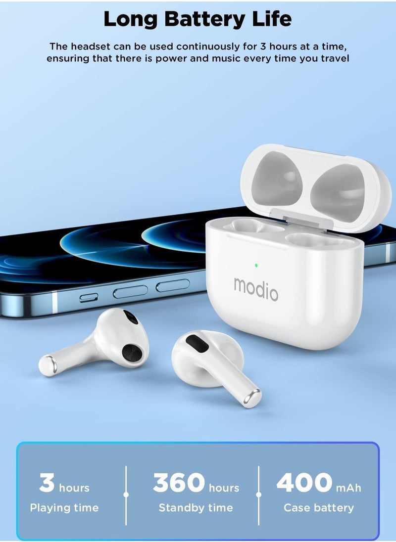 Modio Wireless Earbuds ME12 Bluetooth Headset Wireless Earphone for White - Image 3