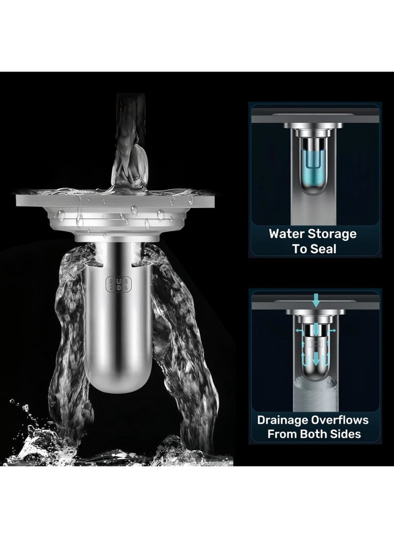 Luckam Shower Floor Drain Plug, Water Sealing with Mini Bottle Trap Design, Anti-Odor Bathroom Floor Drain Cover, 3.3" Deep, 304 Stainless Steel Material, Heavy Duty, Rustproof, Easy Twist Lock Mechanism - Image 3