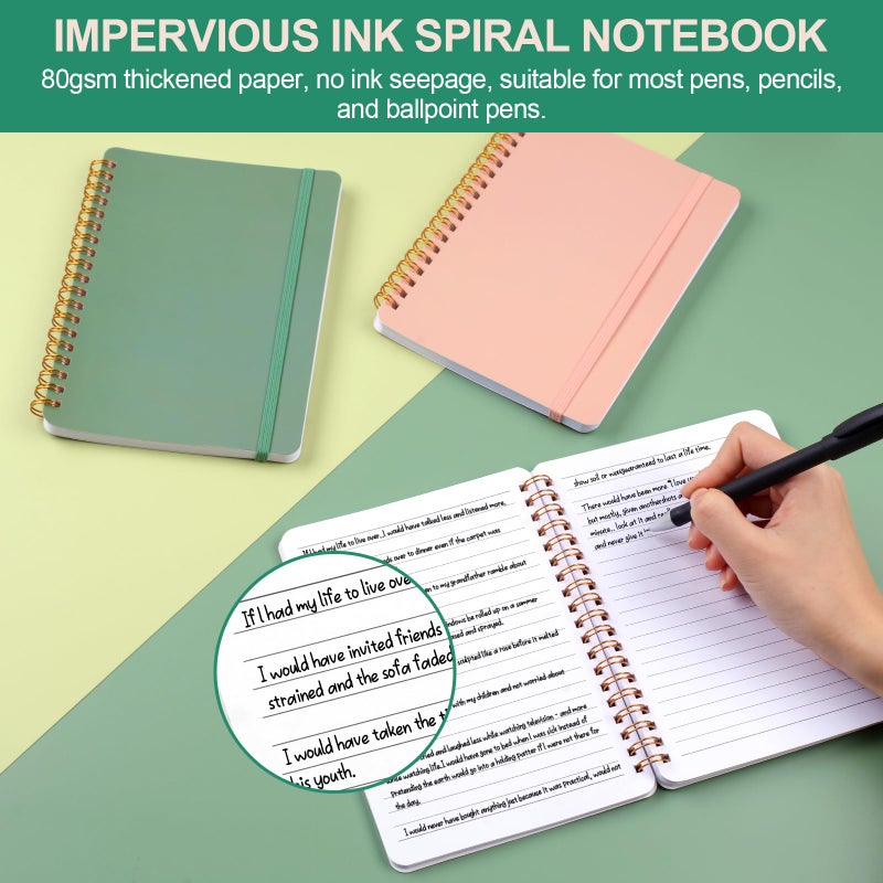Utron 3 PCS Small Spiral Notebook 5x7, Notebooks for Note Taking, Morandi Spiral Journal Notebook, Work Notebook Small Notebooks 5x7 with Strap, Cute Notebooks for Women 70 Sheets/Note Books - Image 4