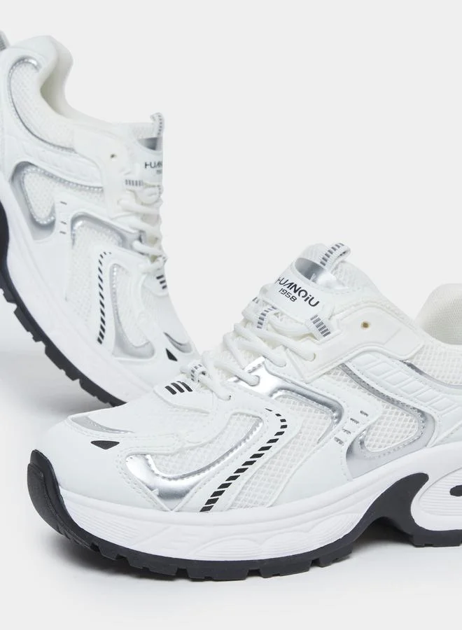 Styli Styli Women White Metallic Chunky Sneakers
