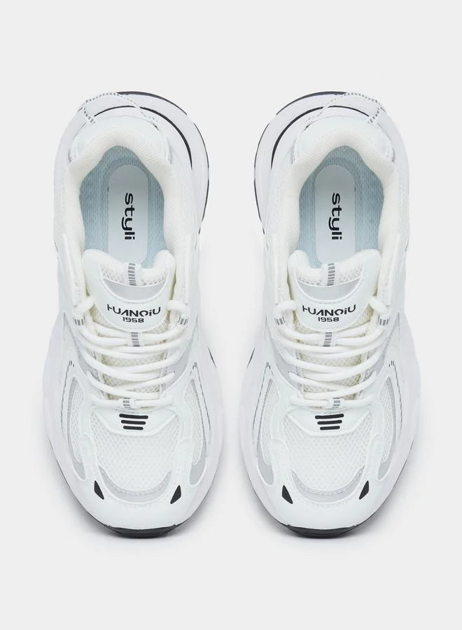 Styli Styli Women White Metallic Chunky Sneakers