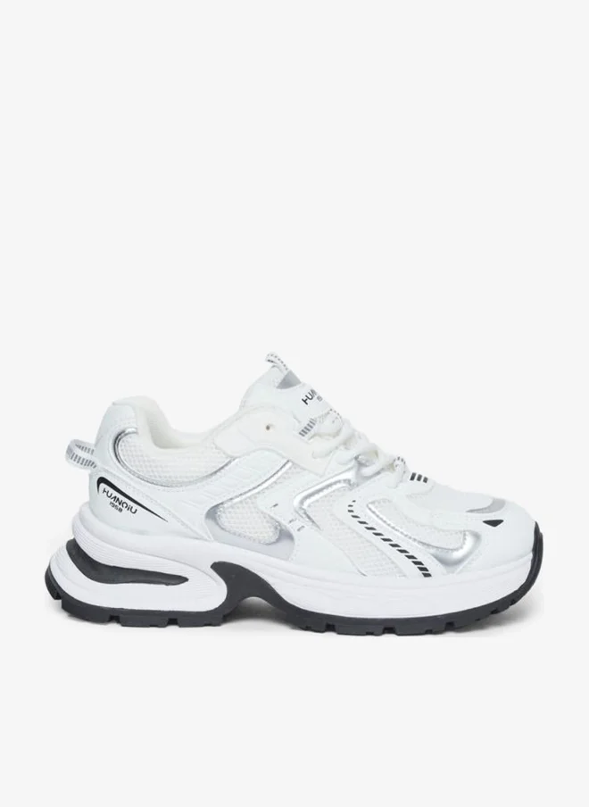 Styli Active Women White Metallic Chunky Sneakers