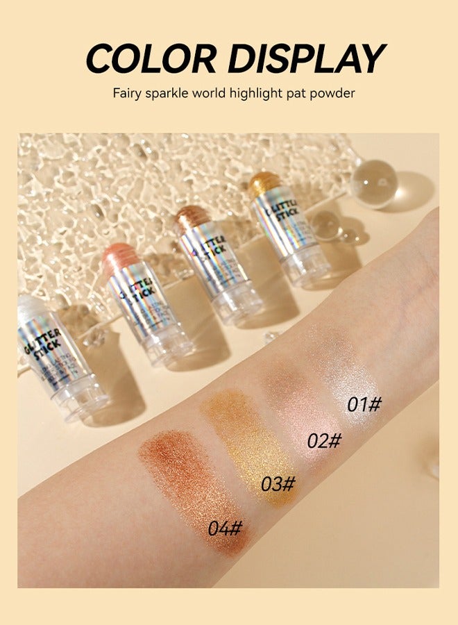 Julystar Glitter Stick For Body & Face - Highlighter Stick Smooth Creamy Glitter Body Stick Long Lasting Shimmer Highlighter Illuminator for Face & Body & Leg (#02) - Image 5