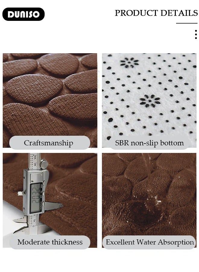 DUNISO 3 Piece Bathroom Rug Set Includes Bath Rug, Contour Mat, Super Soft Water Absorbent & Non-Slip Bath Mats for Bathroom Floor, Tub and Shower Room, Machine Washable - Image 2