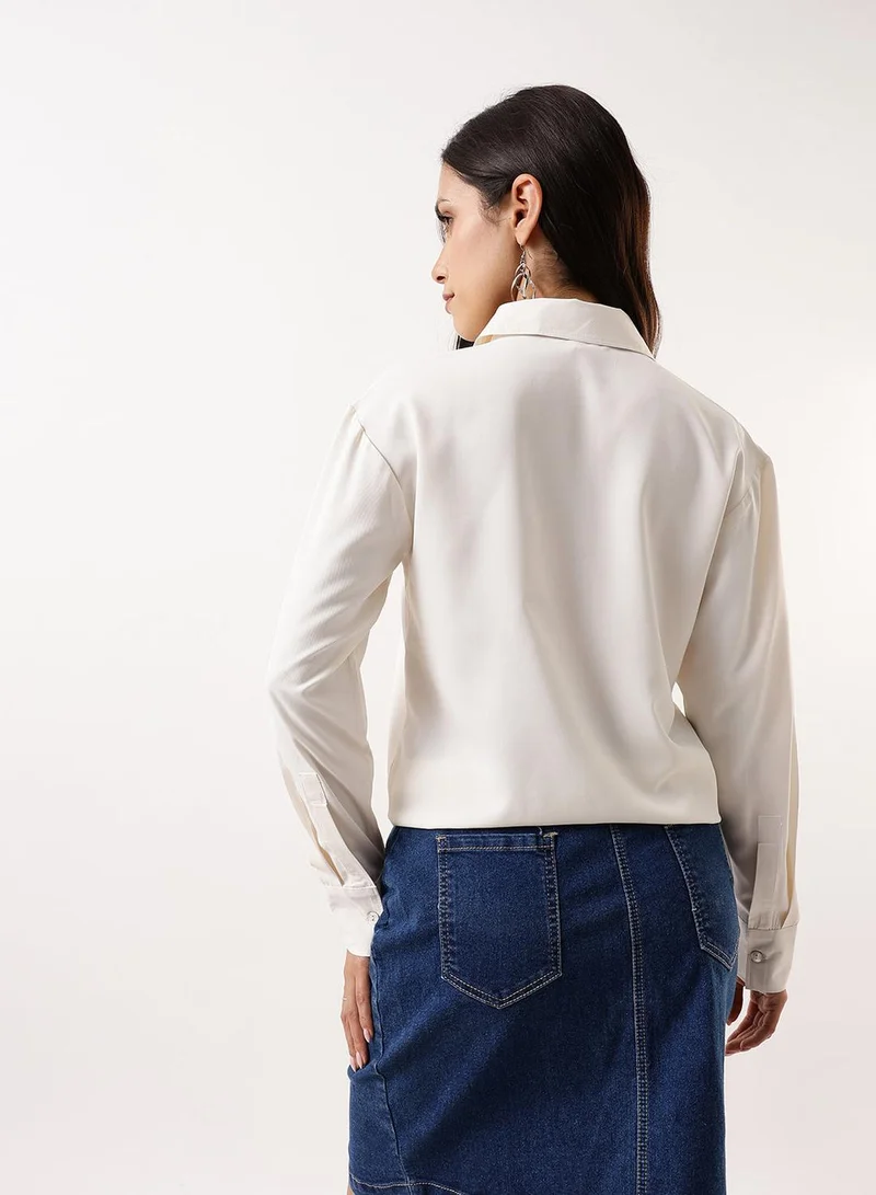 Dennis Lingo Marshmallow Women's Marshmallow Poly Twill Solid T-Shirt Regular Fit Tops for Women | Best Price UAE