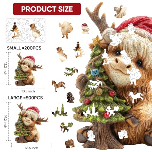 MEATRN Christmas Wooden Puzzles for Kids Adults Tree Fawn Holiday Jigsaw Puzzle 498 Pcs 166192 Fun Family Game for Childrens Party Winter Gathering and Festive Entertainment - Image 5
