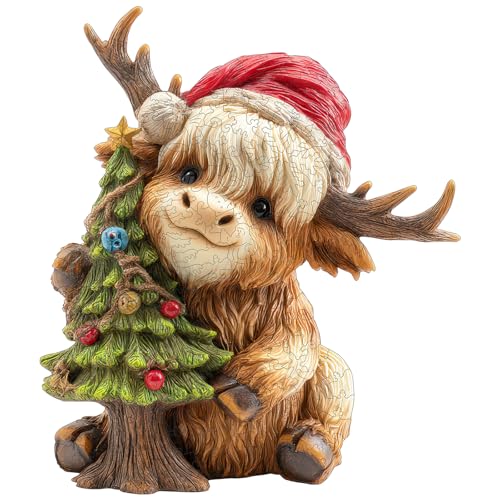 MEATRN Christmas Wooden Puzzles for Kids Adults Tree Fawn Holiday Jigsaw Puzzle 498 Pcs 166192 Fun Family Game for Childrens Party Winter Gathering and Festive Entertainment - Image 1