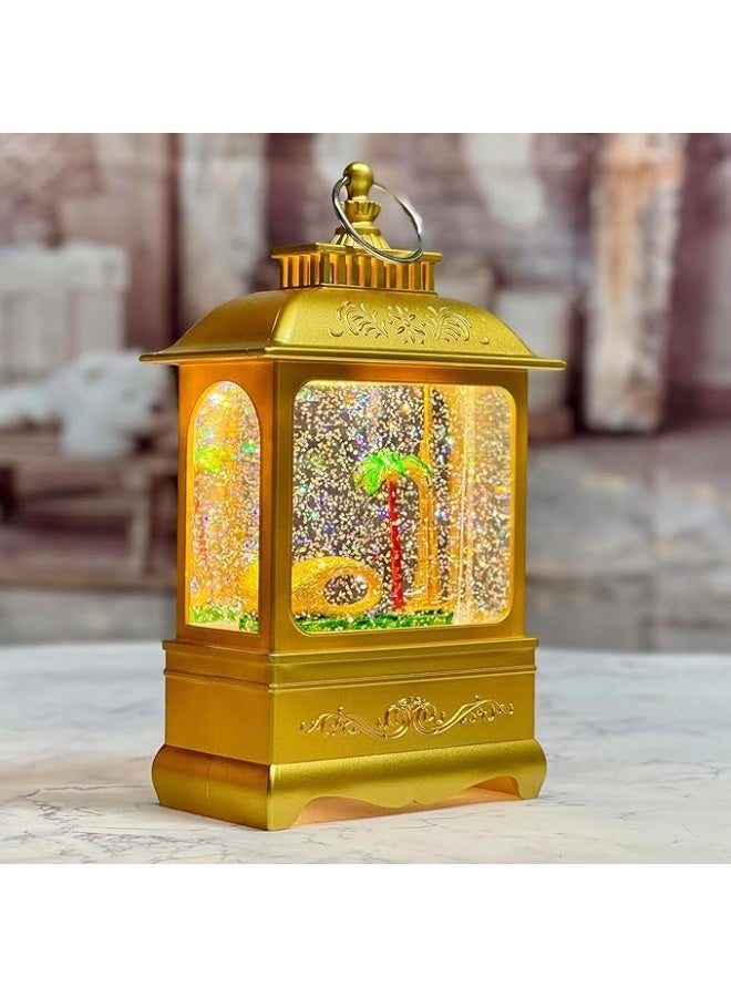 DYD Dubai Landmark LED Water Globe Lantern – Featuring Burj Khalifa, Museum of the Future & Palm Tree – Glitter Swirl Lighted Souvenir | Dubai UAE Gift & Decor Piece Golden, GMXDB003-8 By DYD Delights - Image 2
