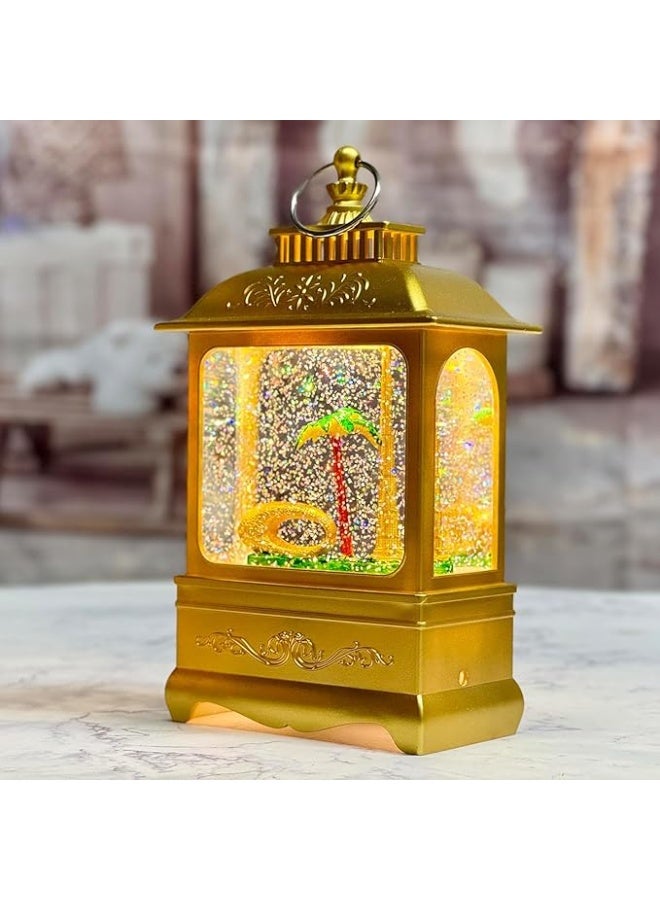 DYD Dubai Landmark LED Water Globe Lantern – Featuring Burj Khalifa, Museum of the Future & Palm Tree – Glitter Swirl Lighted Souvenir | Dubai UAE Gift & Decor Piece Golden, GMXDB003-8 By DYD Delights - Image 3