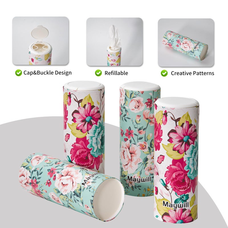 Maywill Chic Facial Tissue Holder for Car Cup Holder - Travel Tissue Tubes Box Container (3-ply, 4 Pack, 200 Sheets) - Image 3