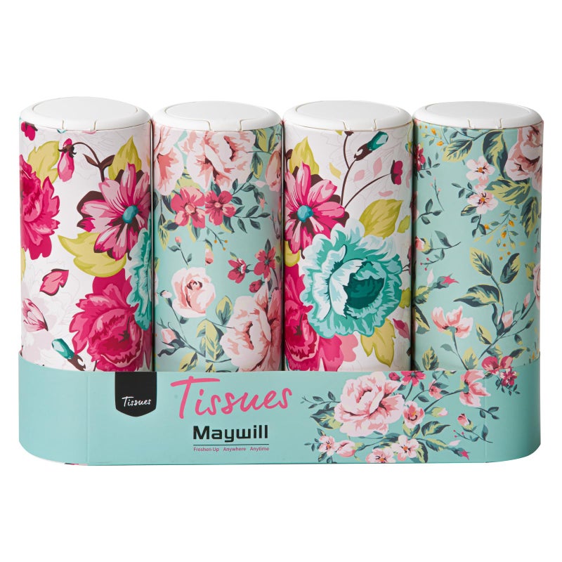 Maywill Chic Facial Tissue Holder for Car Cup Holder - Travel Tissue Tubes Box Container (3-ply, 4 Pack, 200 Sheets) - Image 1