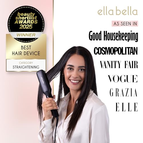 ELLA BELLA® Titanium Flat Iron Hair Straightener (with Infrared) • Professional Straightening Iron • Digital Display to Accurately Control Temperature • As Featured in Good Housekeeping - Image 2