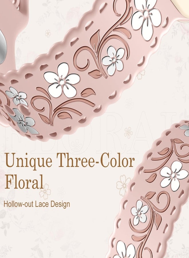 Getino Floral Band Compatible with Apple Watch Bands For Women 40mm 42mm 41mm 38mm 44mm 45mm 46mm 49mm, Cute Engraved Flower Soft Comfortable Silicone Strap for iWatch Series 11 10 9 8 7 6 5 4 3-1 SE - Image 5