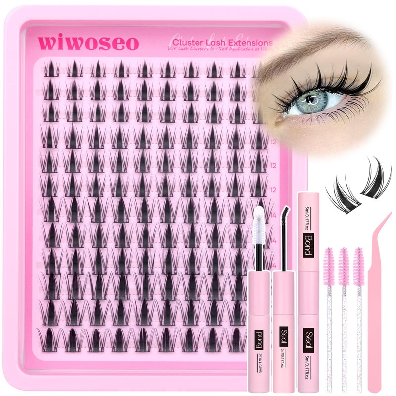 wiwoseo Manga Lash Clusters Kit Fairy Eyelash Extension Kit Anime Cluster Eyelash Extensions Russian Lashes Clusters Spike Individual Lashes Natural Look with Lash Bond and Seal 816MM
