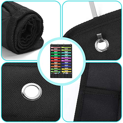 Sinzip Heavy Duty 20 Pocket Door Hanging File Organizer with Name Tag Holders, Black Wall Storage Pocket Charts with 4 Hangers, Great for Classroom, School, Home or Office Use (20 Nametag Pocket) - Image 2