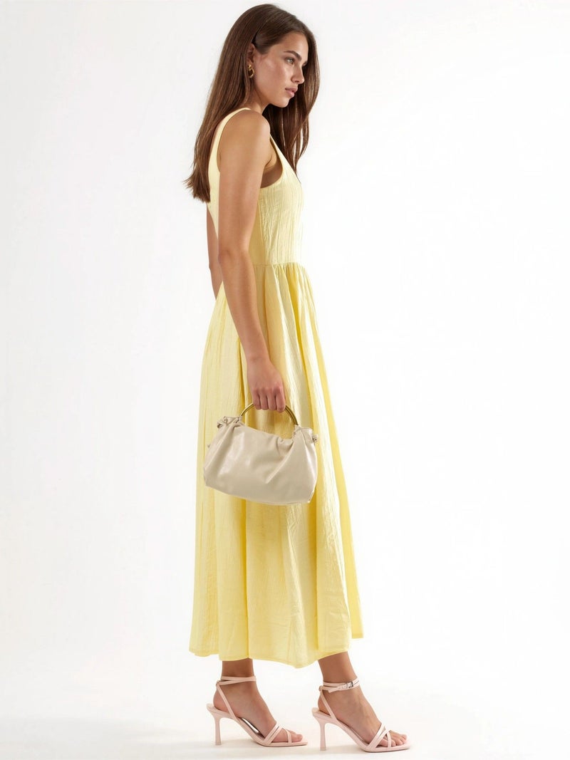 BUSEM Solid Midi Dress with Square Collar - Image 2