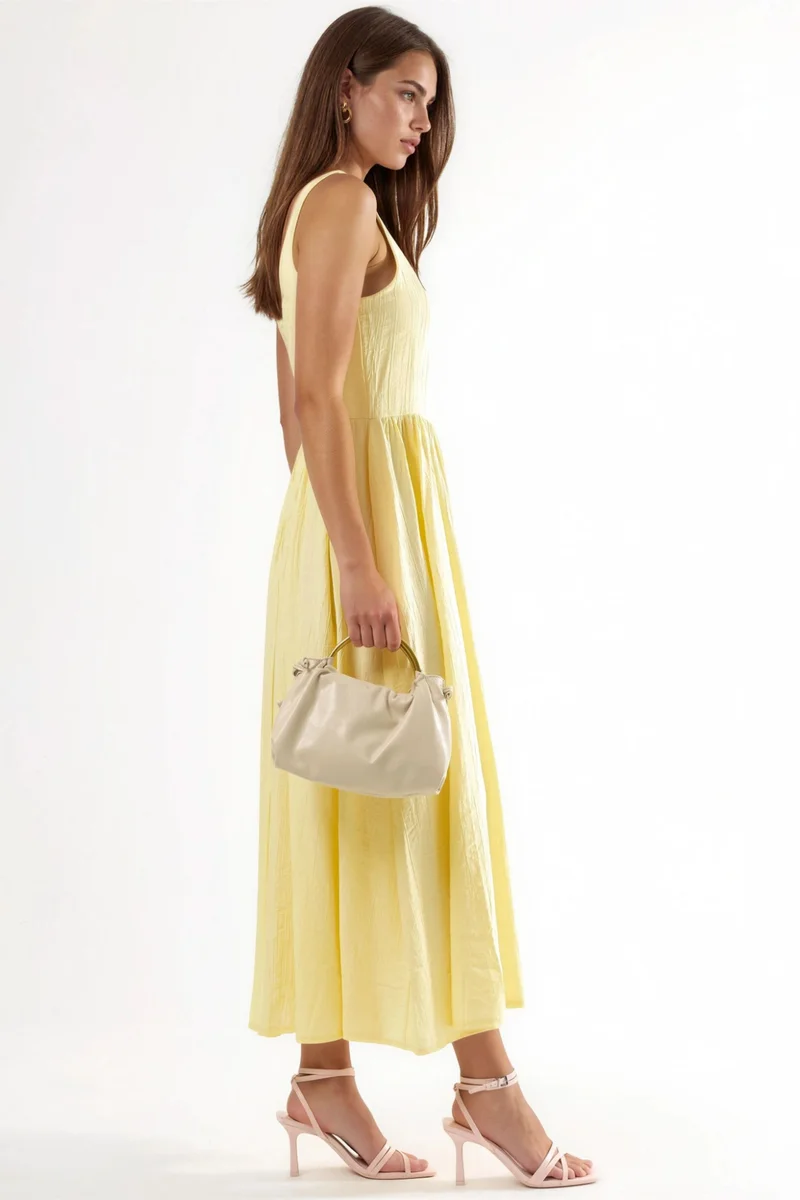 Busem BUSEM Solid Midi Dress with Square Collar