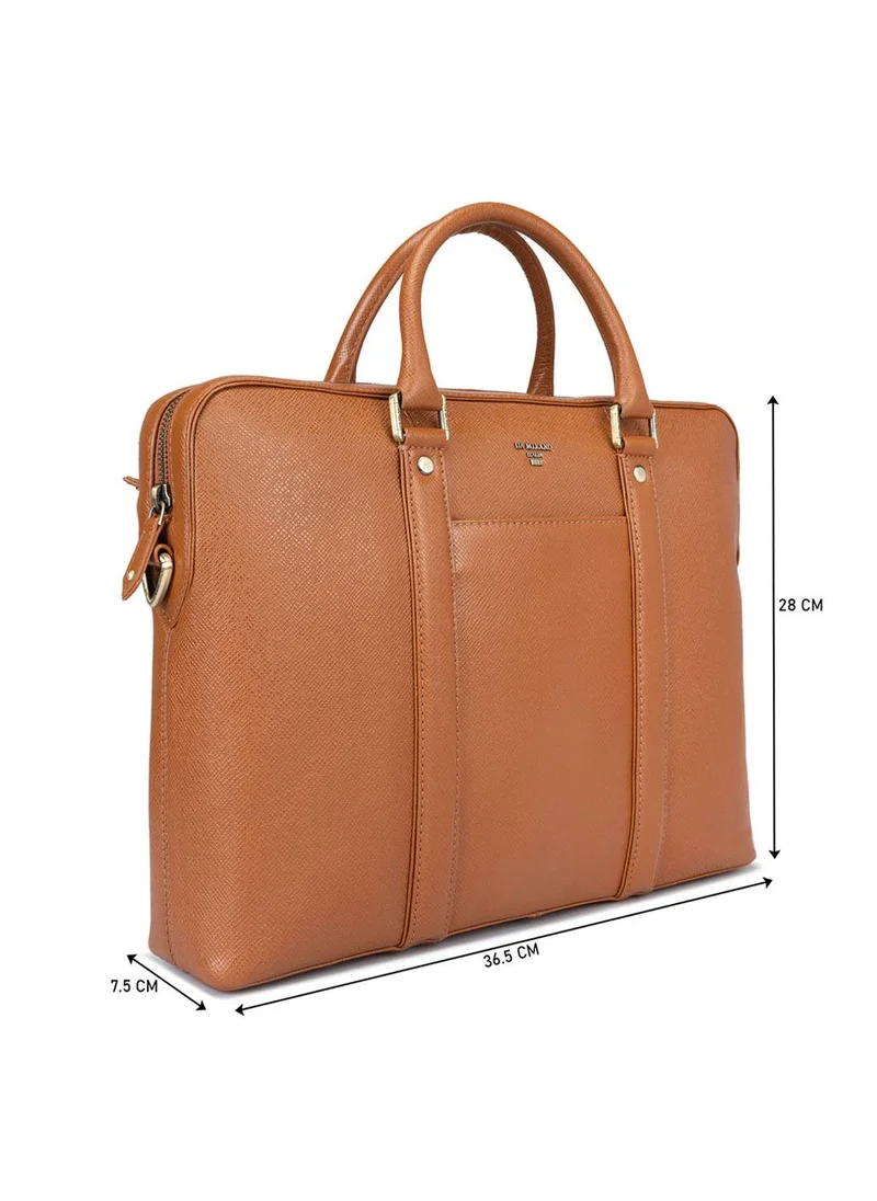 دا ميلانو حقيبة لاب توب جلد طبيعي بني من دا ميلانو