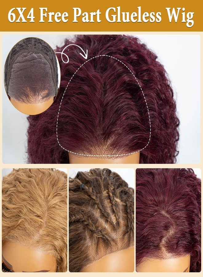 JOEDIR HAIR Human Hair Wig Curly Glueless Wig for Women 4x6 HD Lace Front Wig Bob Wig Free Part 200% High Density (99J, 12 inches) - Image 4