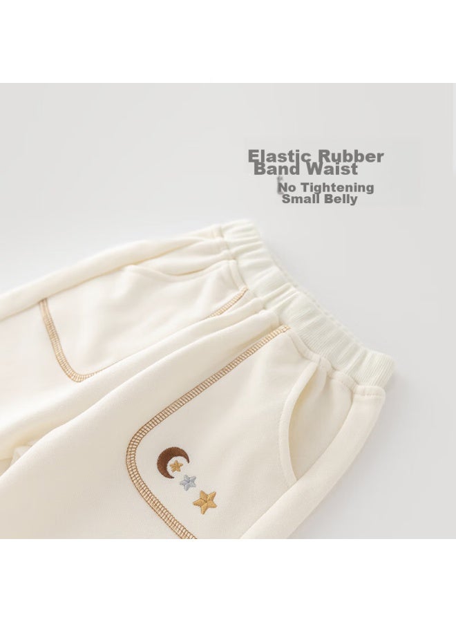 Guaiqixiong Baby Boys And Girls Long Pants, Spring And Autumn Season, Infant Pure Cotton Casual Versatile Outerwear, Children's Fleece Warm Trousers, Winter Sweatpants