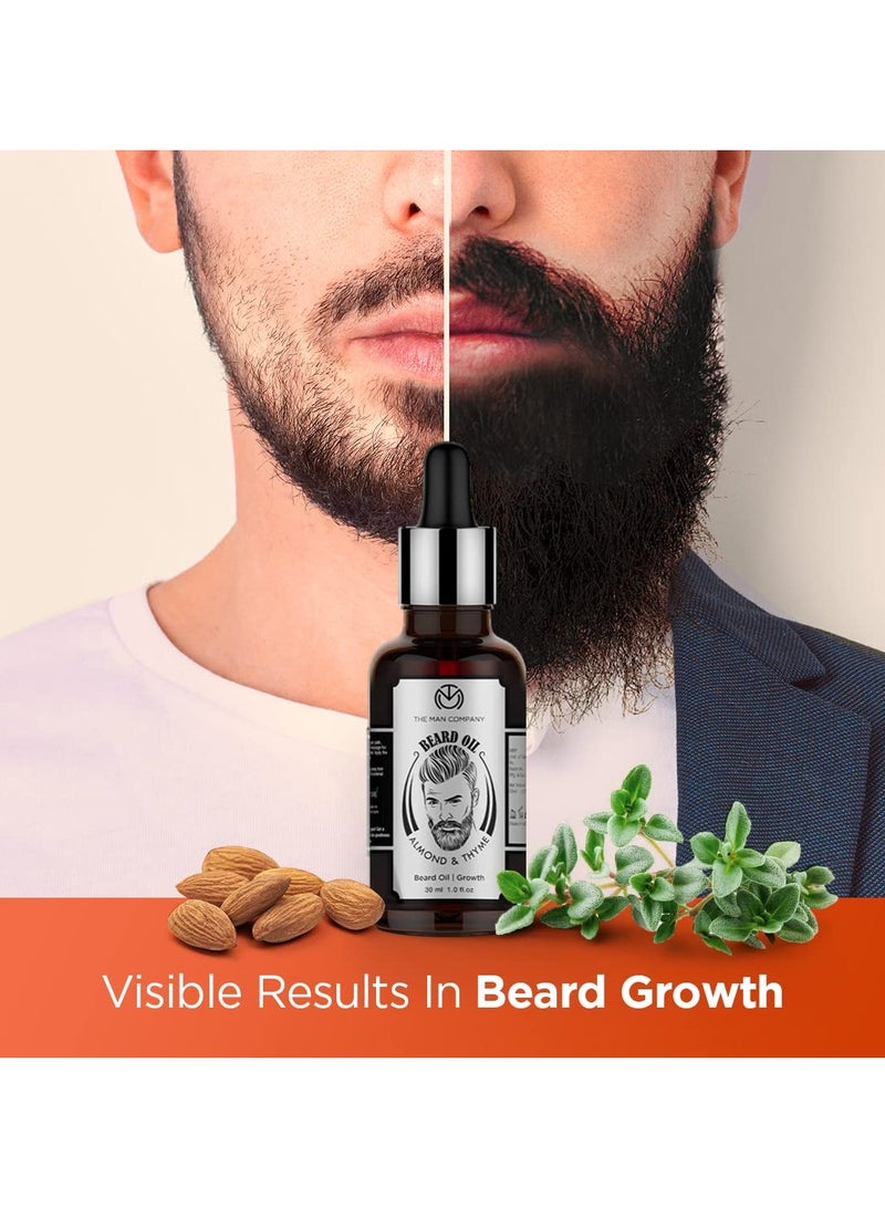 The Man Company The Man Company Beard Oil for Growing Beard Faster with Almond and Thyme 100% NATURAL Best Beard Growth Oil for Men Nourishes and Strengthens Uneven Patchy Beard - 30ML - Image 3