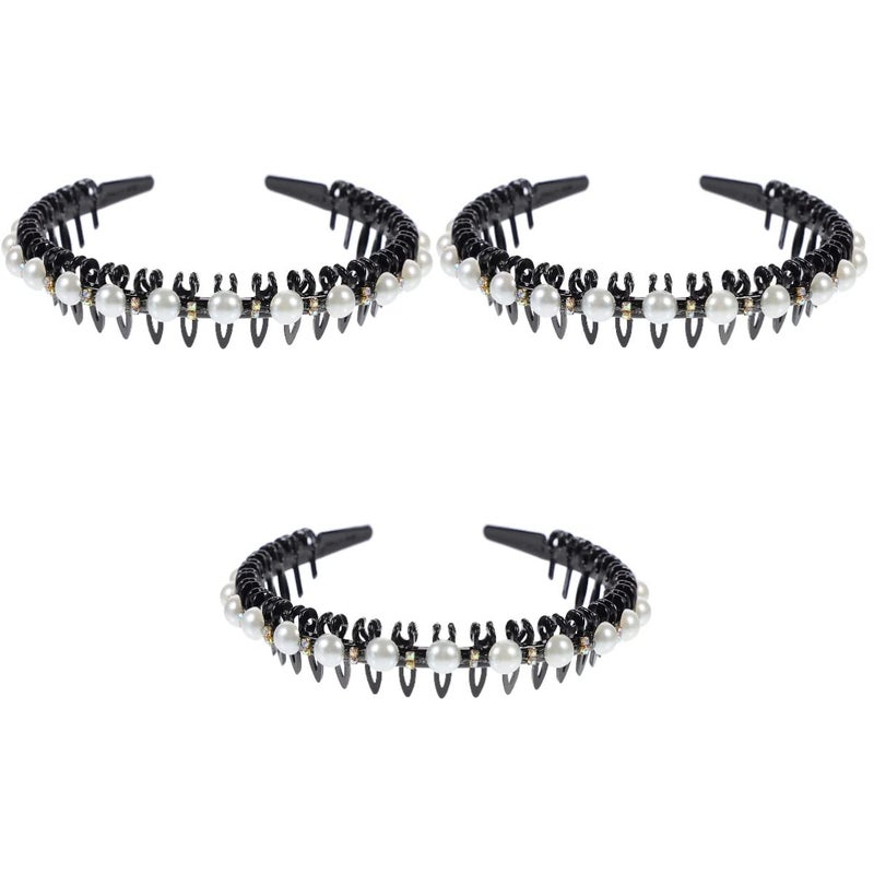 cheekyglo Teeth Pearls Bridal Faux Hoop Band Summer Comb Women Woman Wedding Non White Hairbands Headdress Accessories Headband Lady Jewelry Plastic Pearl for Artificial Decorative Shark - Image 1