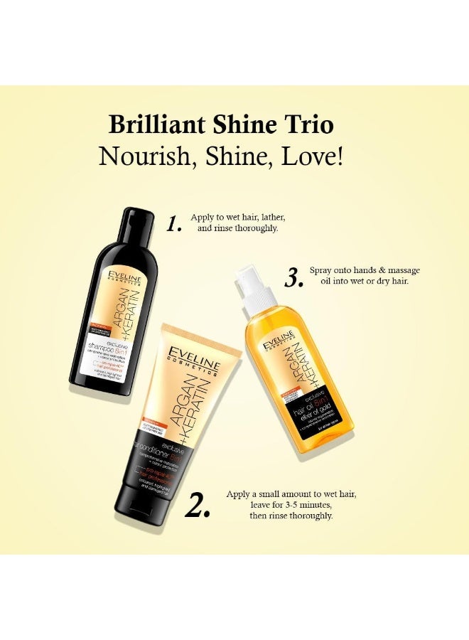 Eveline Argan & Keratin Exclusive 8 In 1 Shampoo Ideal For Coloured, Highlighted And Damaged Hair 150Ml - Image 4