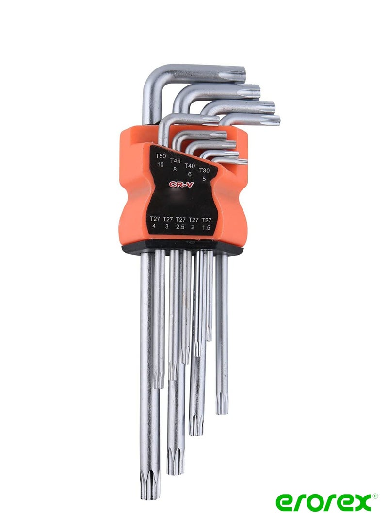 erorex 9 Piece Hexagon Wrench Torx Key Set Silver - Image 1
