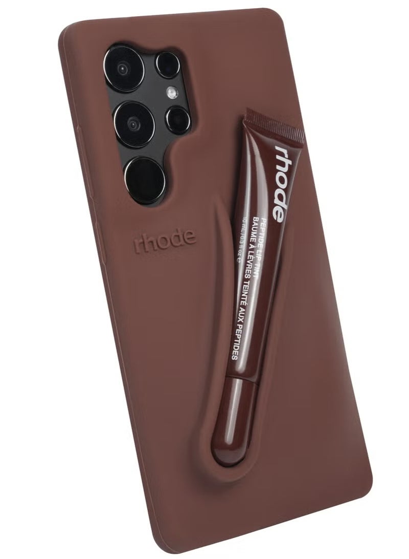 rhode Samsung Silicone Lip Holder for Cell Phone, Lip Gloss Adhesive Sleeve for Phone, Lip Holder Stick-on Phone Case, Back Stick On Holder for Samsung Phones（Espresso） - Image 4