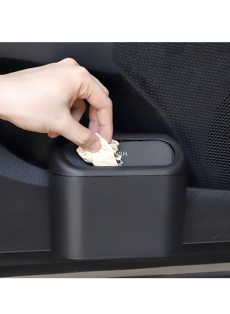 Generic Car trash can with lid Mini automatic trash can with 15 garbage bags Leak-proof car trash can Multi-function storage box Suitable for car, home, office (black)  - Image 2