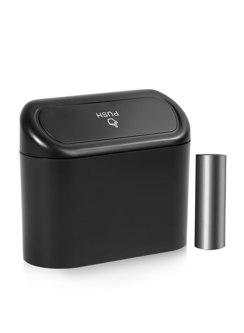Generic Car trash can with lid Mini automatic trash can with 15 garbage bags Leak-proof car trash can Multi-function storage box Suitable for car, home, office (black)  - Image 1
