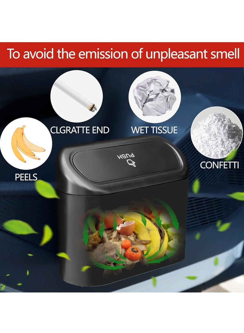 Generic Car trash can with lid Mini automatic trash can with 15 garbage bags Leak-proof car trash can Multi-function storage box Suitable for car, home, office (black)  - Image 3