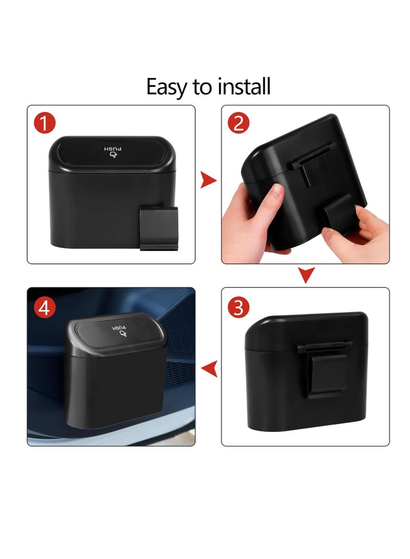 Generic Car trash can with lid Mini automatic trash can with 15 garbage bags Leak-proof car trash can Multi-function storage box Suitable for car, home, office (black)  - Image 5