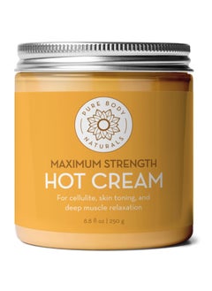 PURE BODY NATURALS Pure Body Naturals Max Strength Hot Cream - Natural Pain Relief Cream for Sore Muscles in the Neck, Shoulders, and Back - Capsaicin Cream for Inflammation, Arthritis Pain, and Sports Injuries, 8.8 oz 