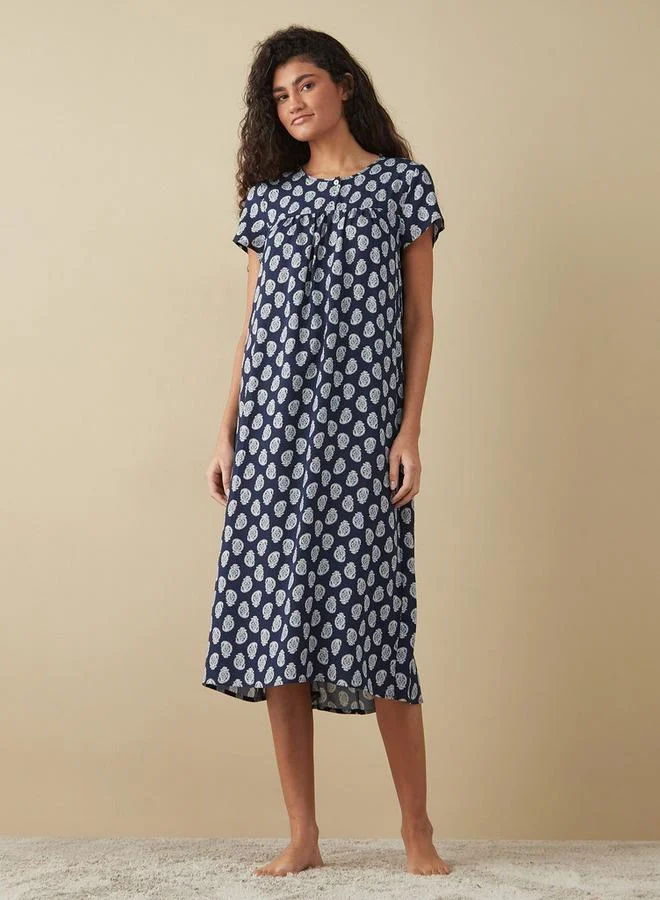 Splash FAV Printed Viscose Sleepshirt with Short Sleeves
