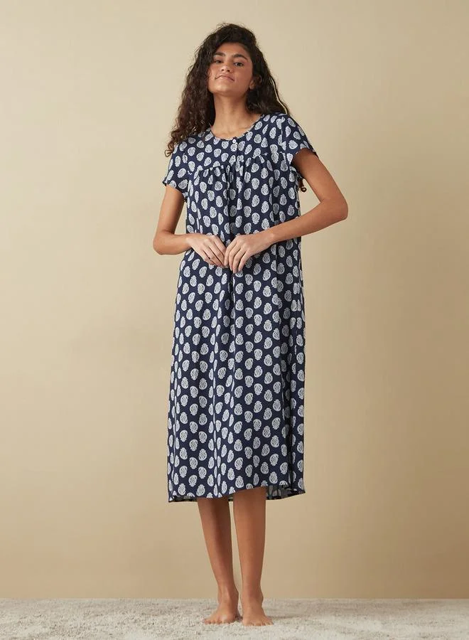 Splash FAV Printed Viscose Sleepshirt with Short Sleeves
